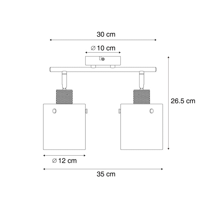 QAZQA Design plafondspot zwart met smoke glas 2-lichts - Domo