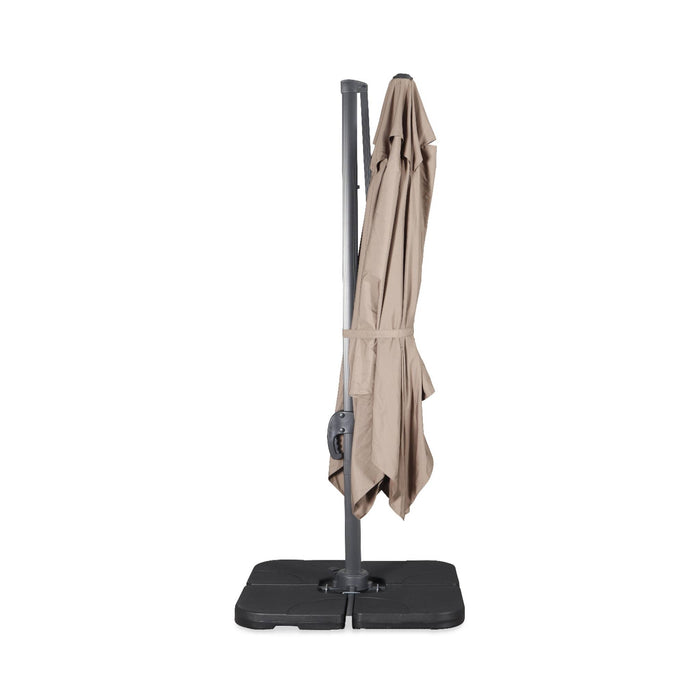 sweeek - Vierkante offset parasol 3x3m + set van 4 verzwaarde tegels