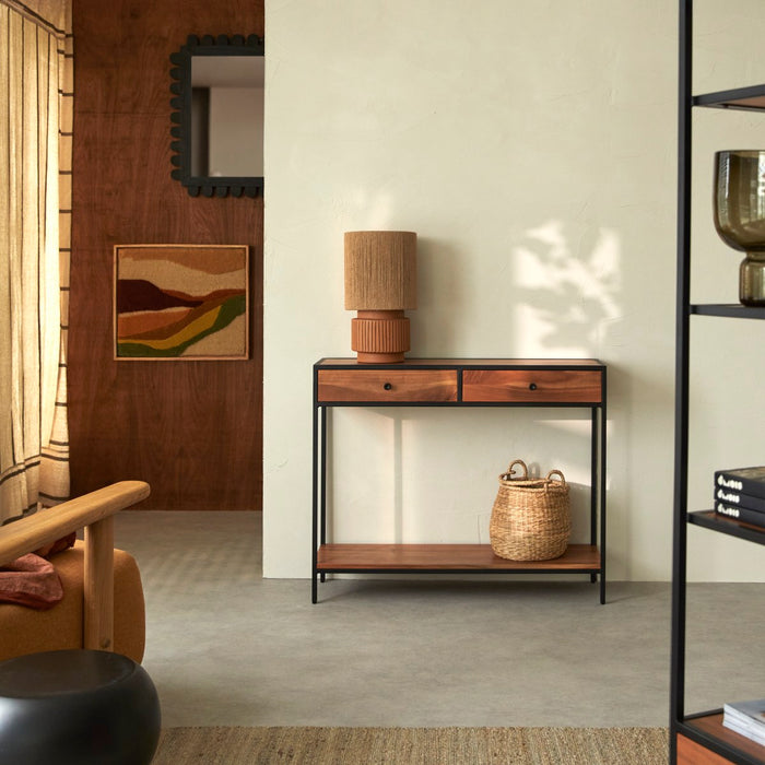 Tikamoon - Agra - Massief acacia en metalen bijzettafel