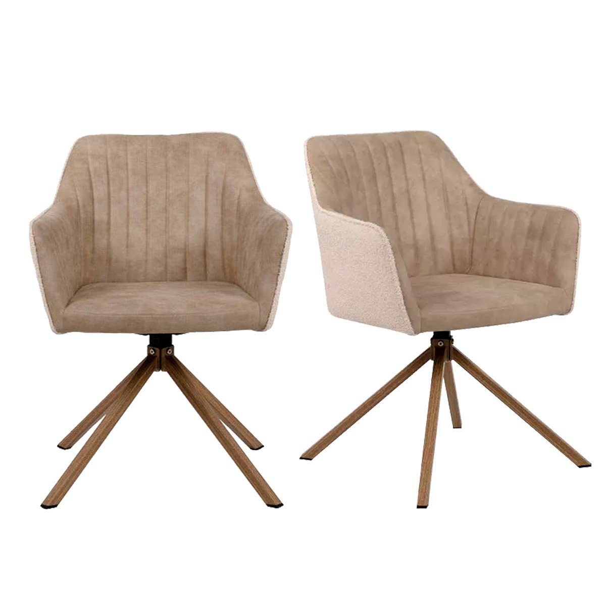 Calicosy - Eetkamerstoelen RAY - Stof - Bouclé Beige - Set van 2