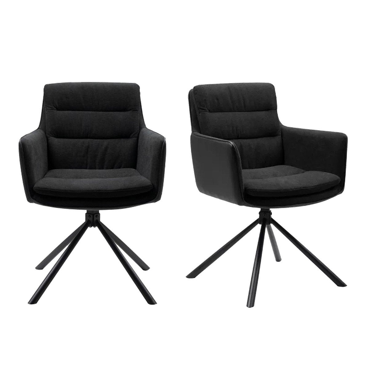 Calicosy - Eetkamerstoelen LOGAN - Zwarte Stof - Set van 2