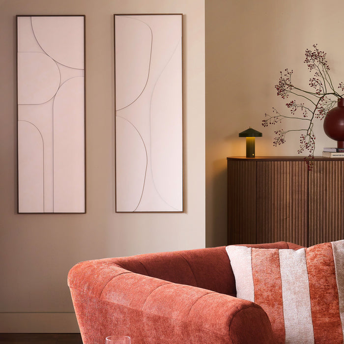 by fonQ Raised Abstraction Schilderij - Connection - 40 x 118 cm - Bordeaux / Walnoot