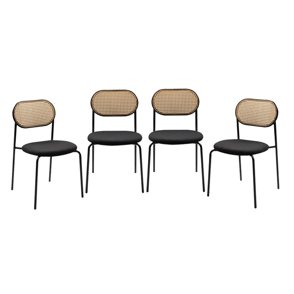 Calicosy - Set 4 stoelen MOZART - L47 cm - Rotan & metaal