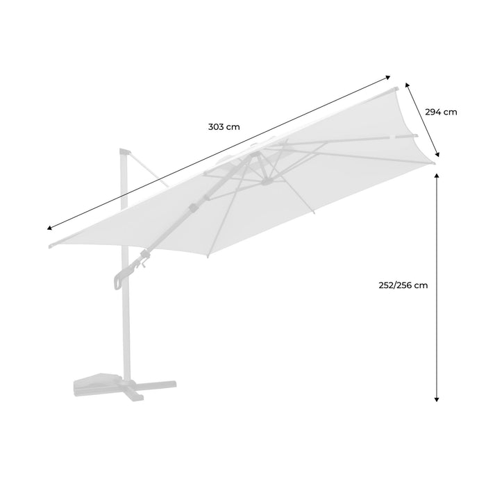 sweeek - Vierkante parasol 3x3m, mast met houtlook