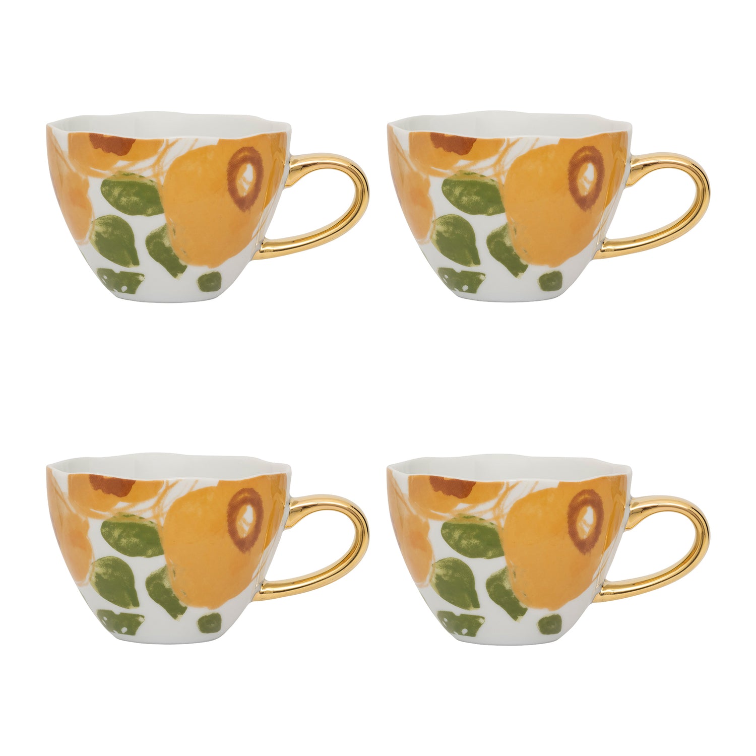 Urban Nature Culture Good Morning Cappuccino / Theekop - Floral Art Caramel - 4 st.