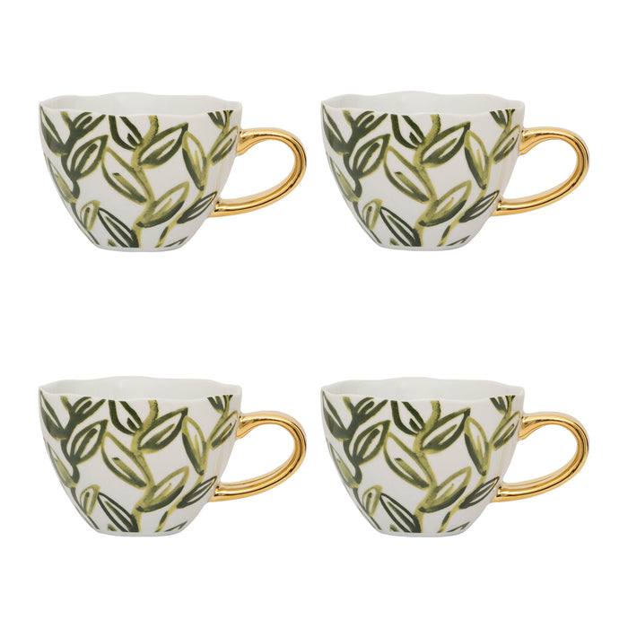 Urban Nature Culture Good Morning Cappuccino / Theekop - Leaves Evergreen Sprig - 4 st.