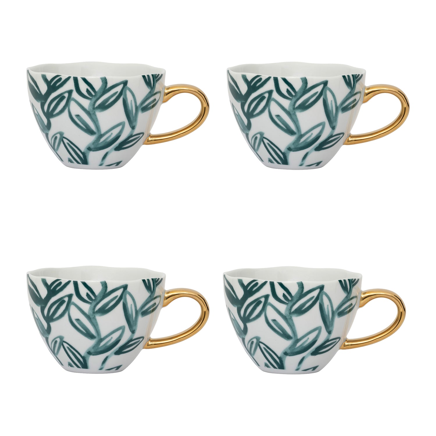 Urban Nature Culture Good Morning Cappuccino / Theekop - Leaves Aqua - 4 st.