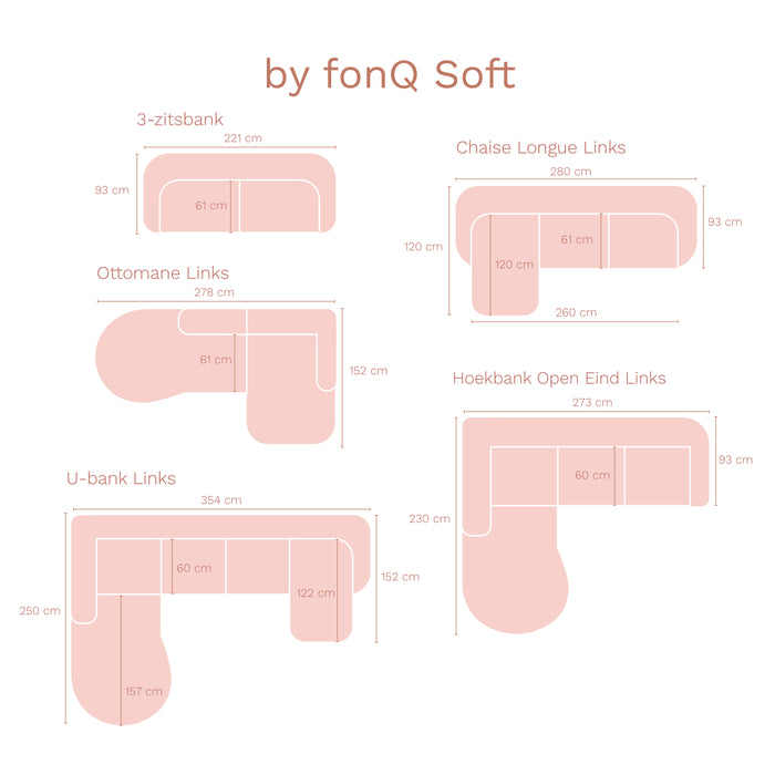 by fonQ Soft Hoekbank Links - Open Eind - Micro Chenille - Terra