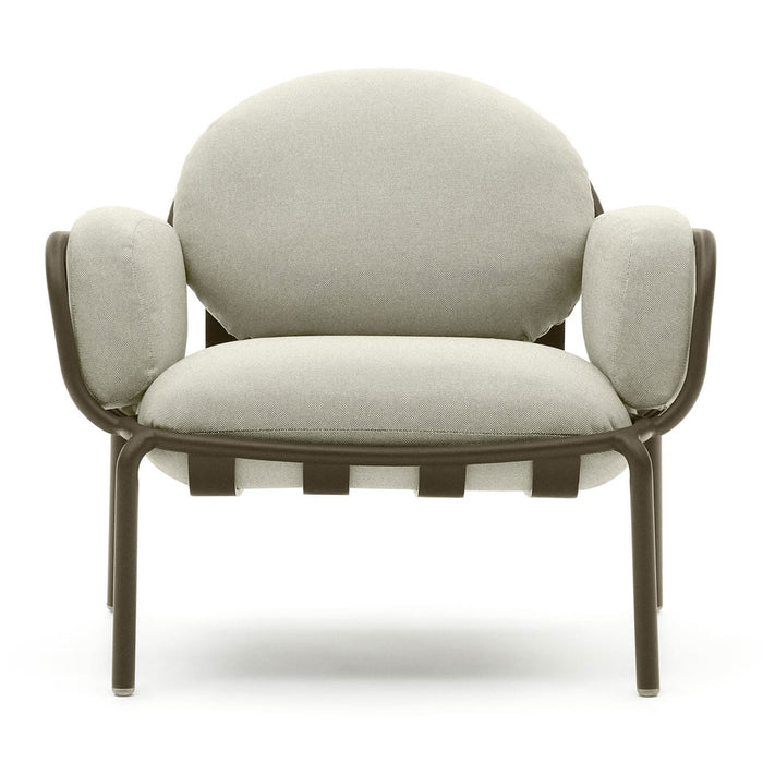 Kave Home - Joncols outdoor fauteuil in aluminium met groen gelakte