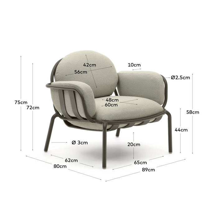 Kave Home - Joncols outdoor fauteuil in aluminium met groen gelakte