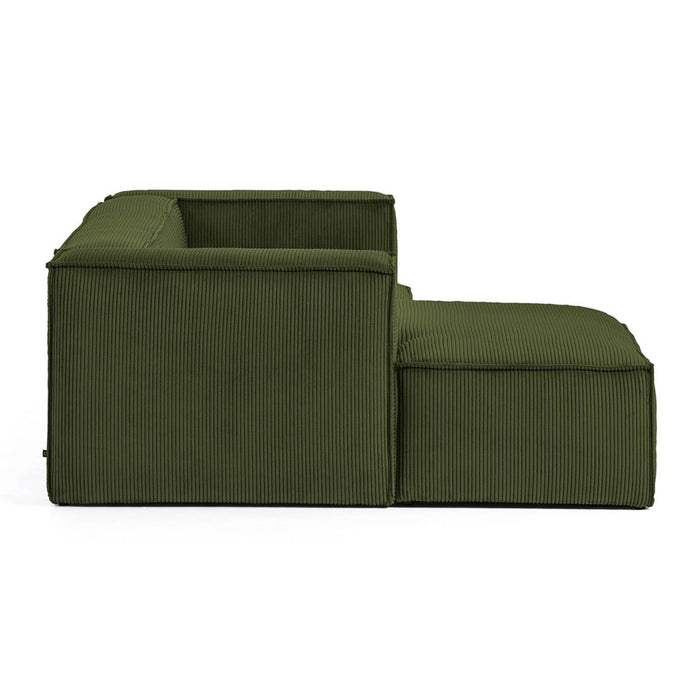 Kave Home Blok Chaise Longue Links - Donkergroen - Rib