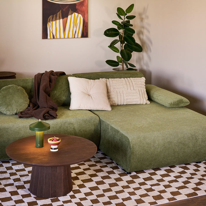 by fonQ Wisp Hoekbank met Chaise Longue Links met Slaapfunctie - Chenille - Olijfgroen