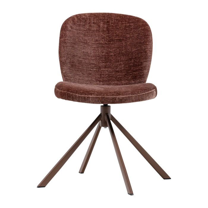 WOOOD Femke Eetkamerstoel - Chenille - Bruin