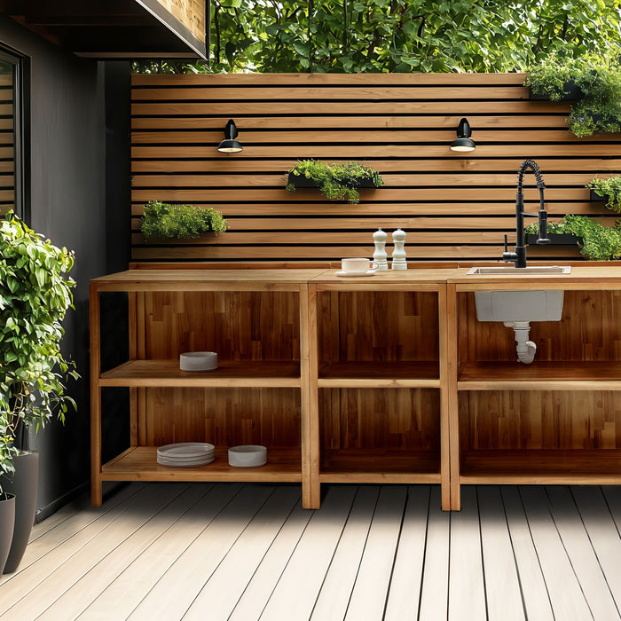 Beliani-VENOSA -Buitenkeuken eiland-Bruin-50 x 80 x 90 cm-Acaciahout