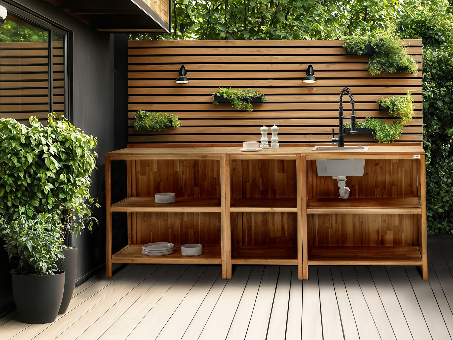 Beliani-VENOSA -Buitenkeuken eiland-Bruin-50 x 80 x 90 cm-Acaciahout