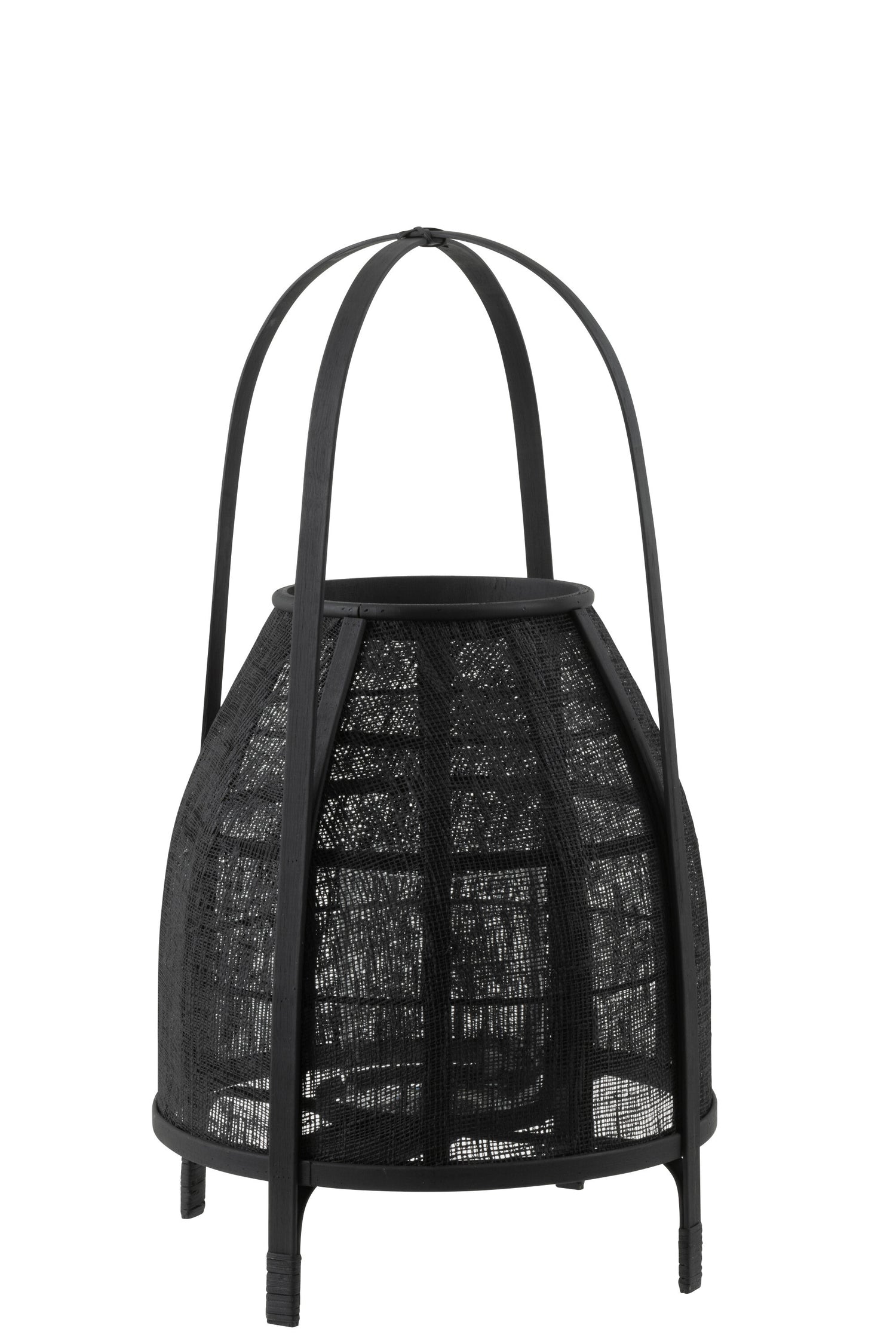 J-Line lantaarn Kap - bamboe - zwart - medium