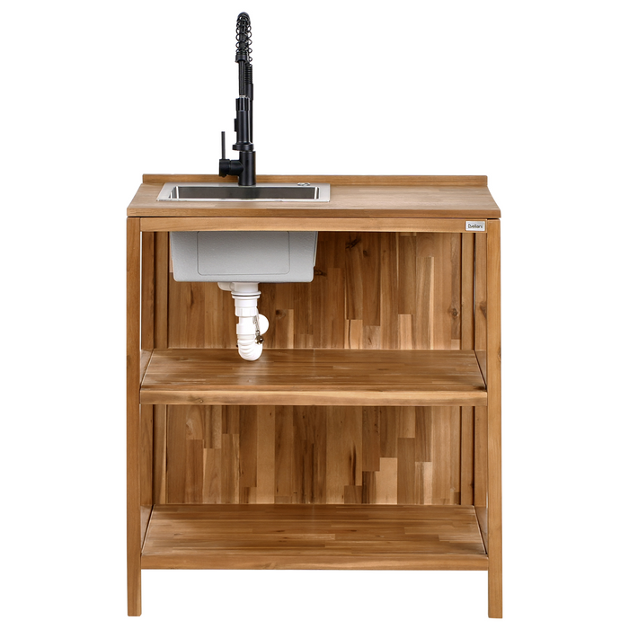 Beliani - VENOSA - Buitenkeuken eiland set - Bruin|Zwart - Acaciahout