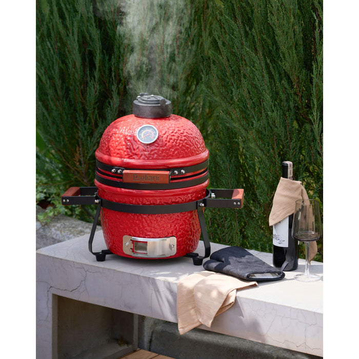 Beliani - KAMADO - Mini houtskoolgrill - Rood - Keramiek