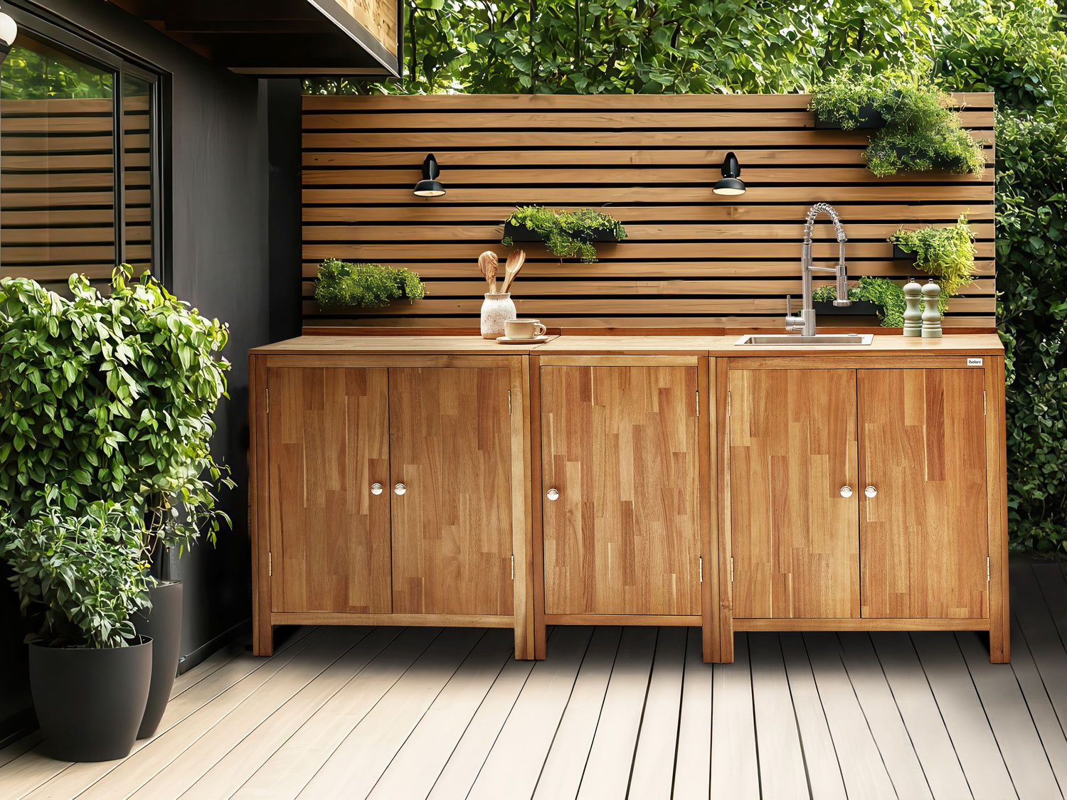 Beliani-VENOSA -Buitenkast wastafel-Zilver-50 x 80 x 90 cm-Acaciahout