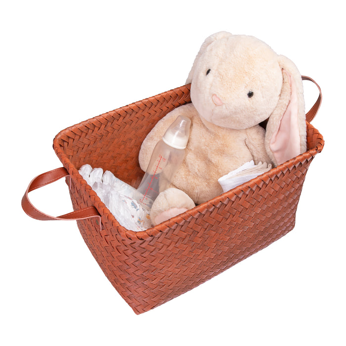 QUVIO Opbergmand gevlochten - Rechthoek - Rotan - 38x28x24 cm - Bruin