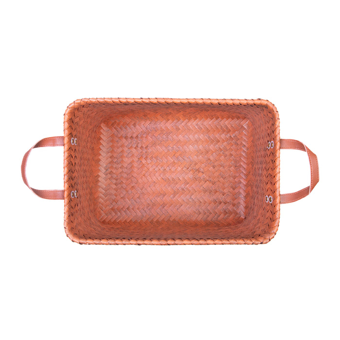 QUVIO Opbergmand gevlochten - Rechthoek - Rotan - 38x28x24 cm - Bruin