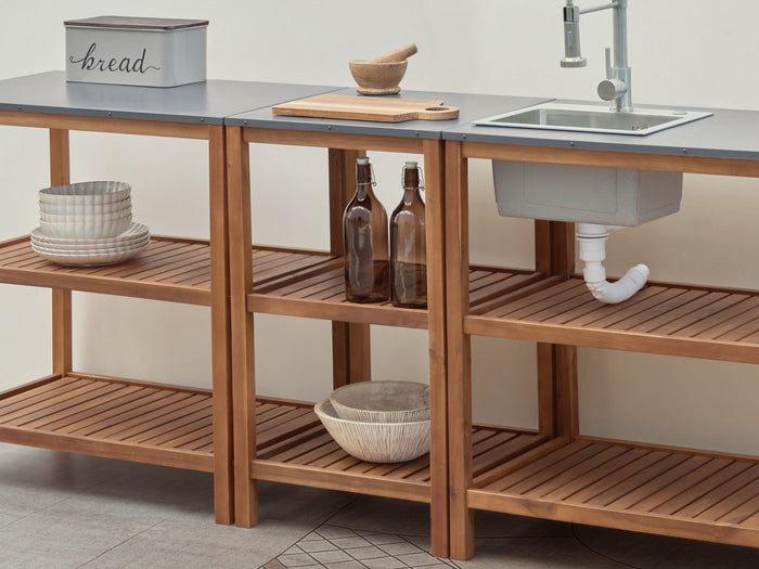 Beliani - BRUCOLI - Buitenkeuken eiland - Bruin - Acaciahout