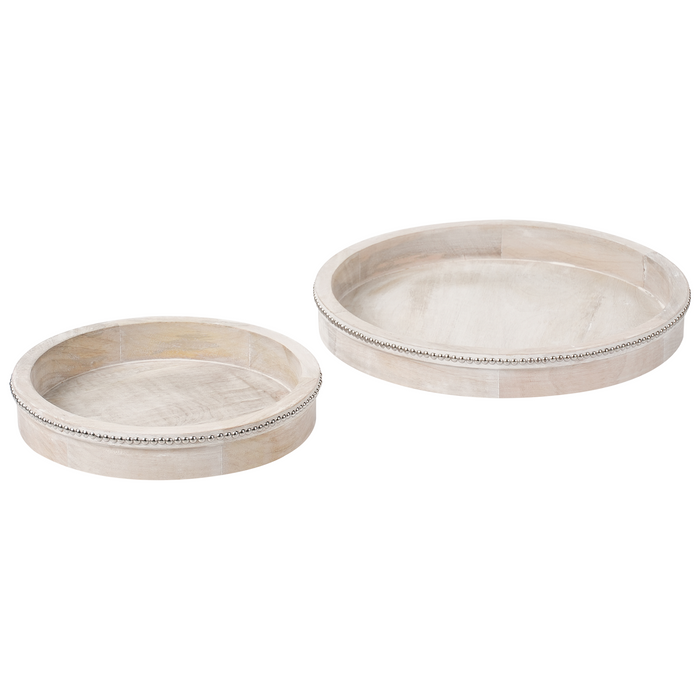 Beliani - MANSOURA - Dienblad set van 2 - Lichtbruin - Mangohout