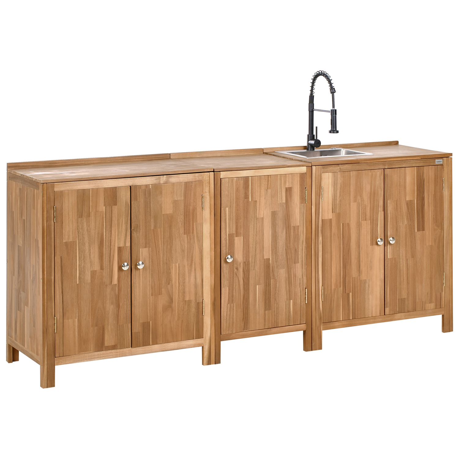 Beliani - VENOSA - Buitenkeuken kast set - Bruin|Zwart - Acaciahout