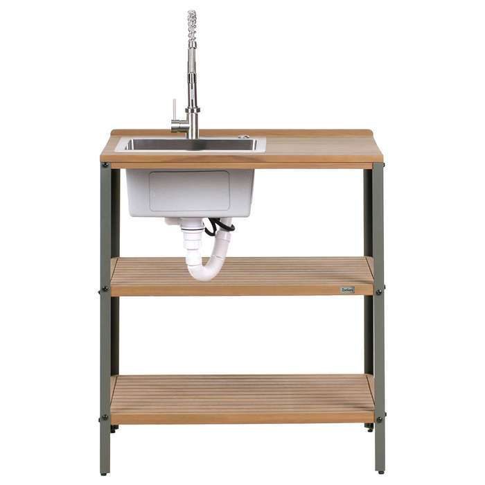 Beliani-IVREA-Buitenkeukeneiland met spoelbak 3-delig-Bruin-Acaciahout