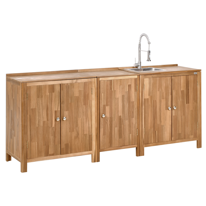 Beliani - VENOSA - Buitenkeuken kast set - Bruin|Zilver - Acaciahout