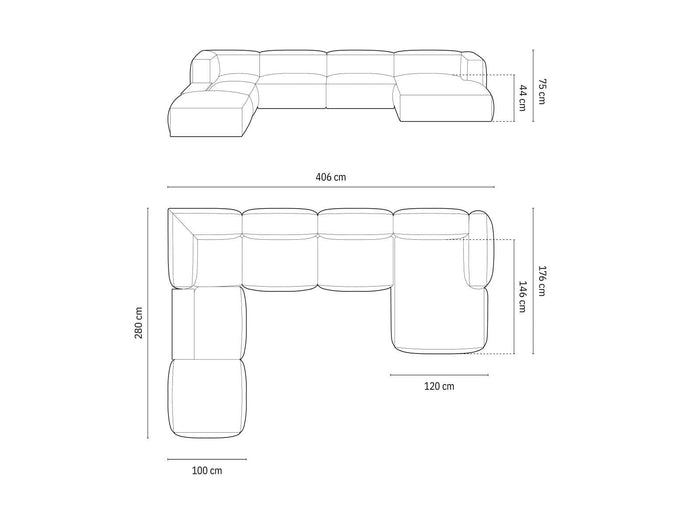 Micadoni U-bank Martina ribstof links