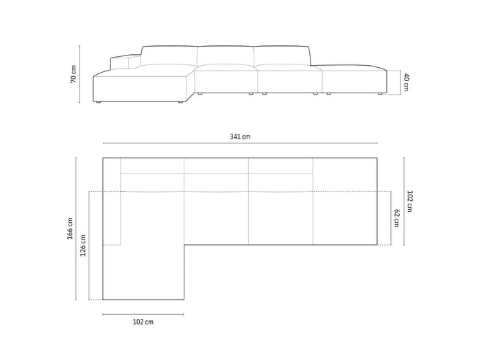 Micadoni 6-zits hoekbank Jodie bouclé links