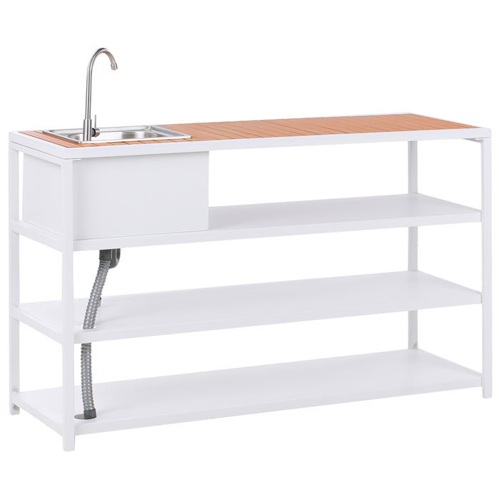 Beliani-AVETRANA-Buitenkeuken set kraan bar-Lichthout|Wit-Staal