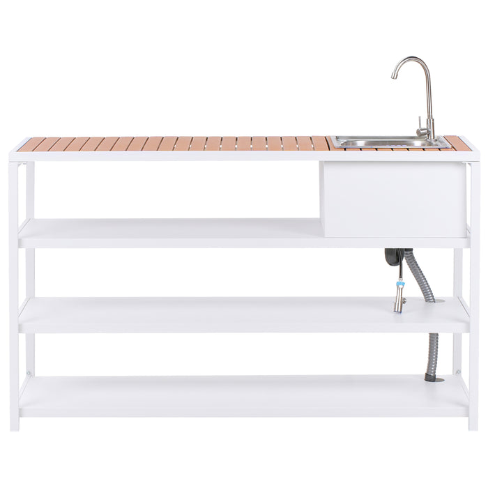 Beliani-AVETRANA-Buitenkeuken set kraan bar-Lichthout|Wit-Staal