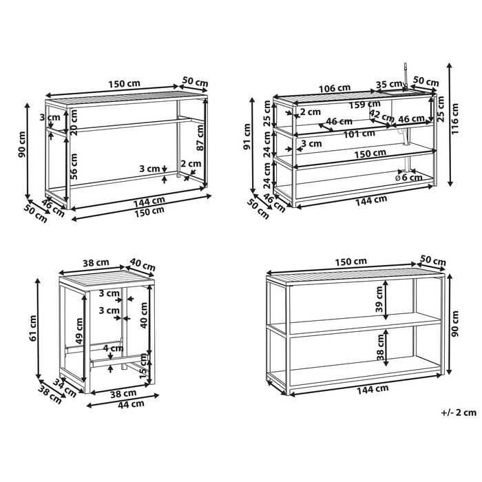 Beliani-AVETRANA-Buitenkeuken set kraan bar-Lichthout|Wit-Staal