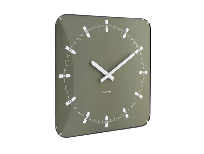 Karlsson - Wandklok Sucinto Dome Vierkant - Luxury green