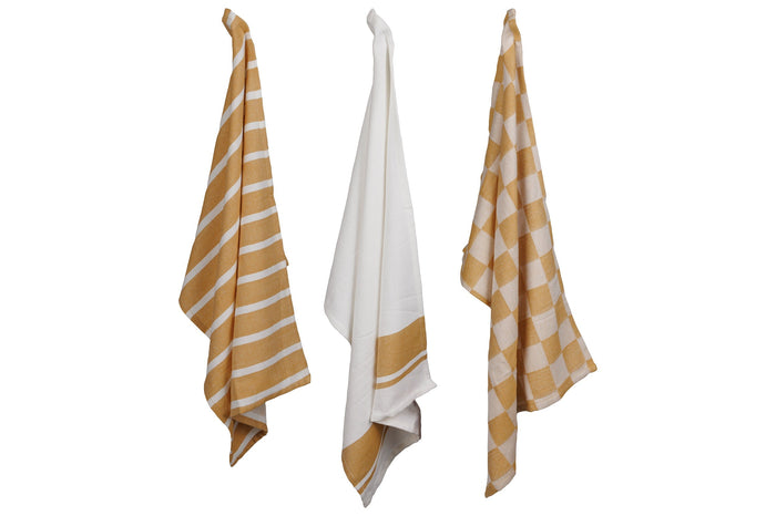Cosy & Trendy Theedoeken Stoff Amber Gold 50 x 70 cm - 3 Stuks
