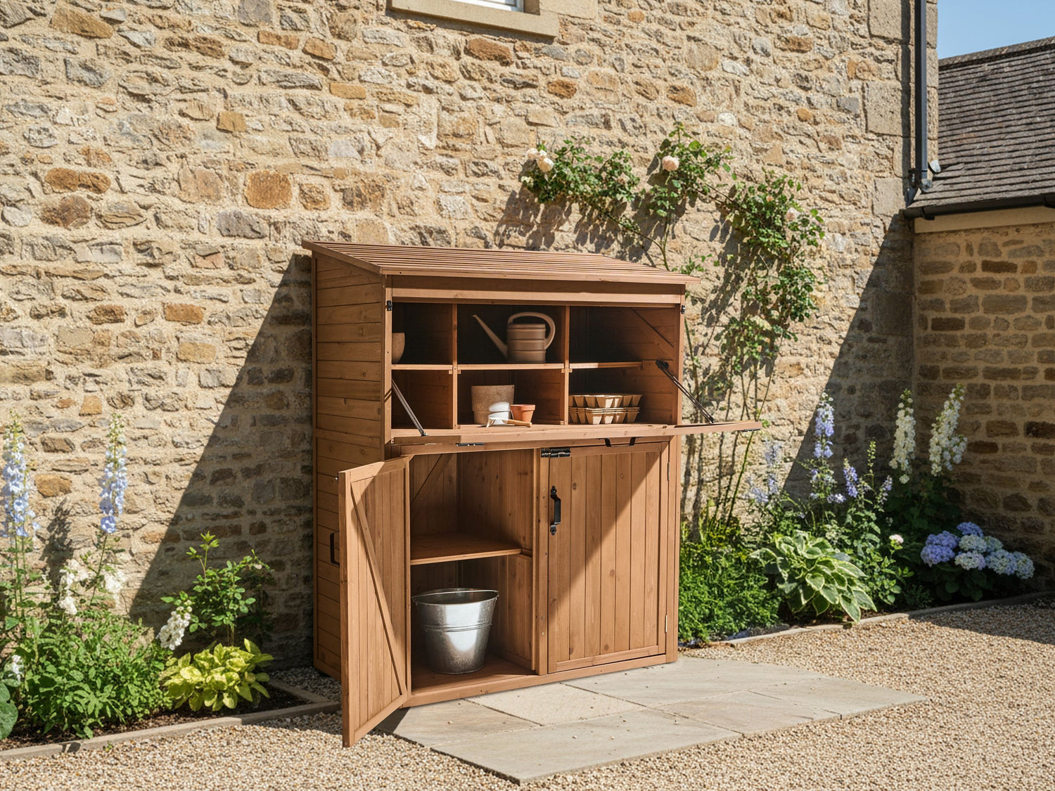 Beliani - TOFFIA - Gereedschapsschuur - Bruin - Dennenhout