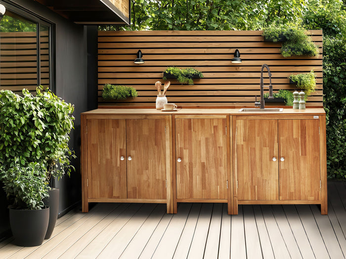 Beliani-VENOSA -Buitenkast wastafel-Bruin-50 x 80 x 90 cm-Acaciahout