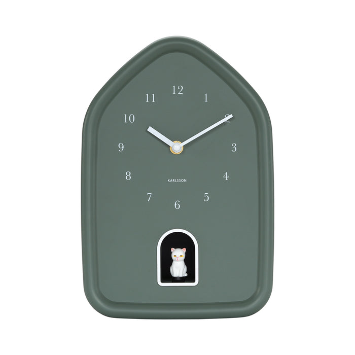 Karlsson - Wandklok Modern Kitty - Jungle groen- Ø29,1cm