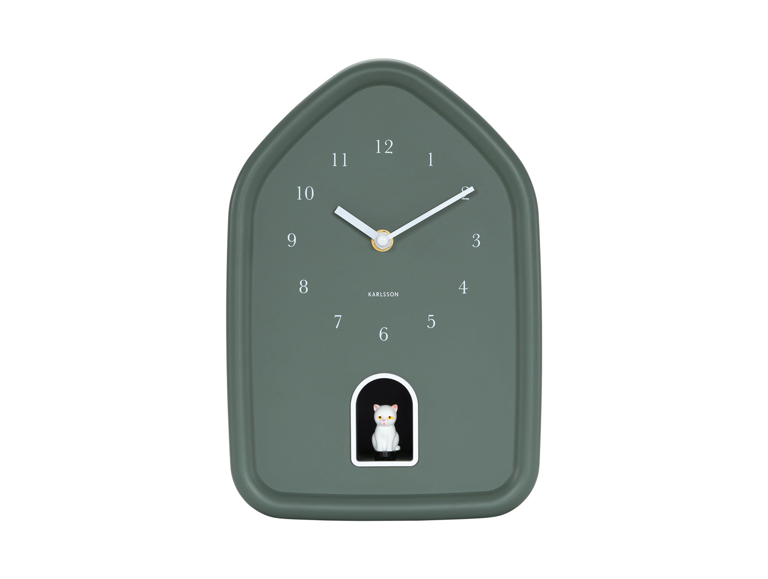 Karlsson - Wandklok Modern Kitty - Jungle groen- Ø29,1cm