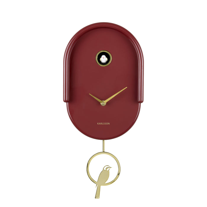 Karlsson - Wandklok Tweet - Bordeauxrood