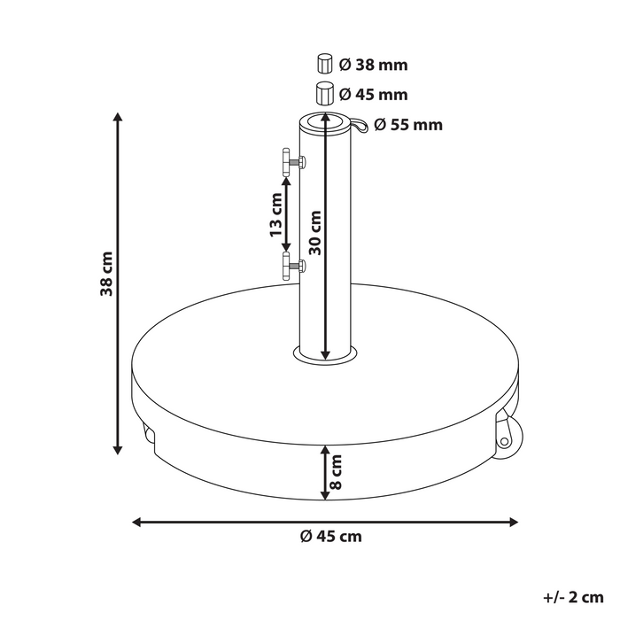 Beliani - CERZETO - Parasolvoet rond - Grijs - Graniet