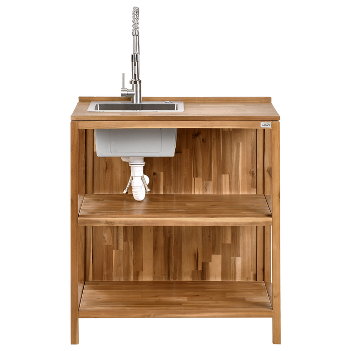 Beliani-VENOSA -Buitenkeuken eiland set-Bruin|Zilver-Acaciahout