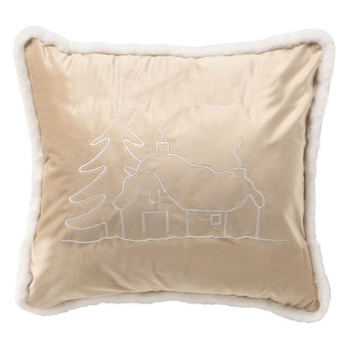 Alpes - Kerst sierkussen - 45x45 cm, wit