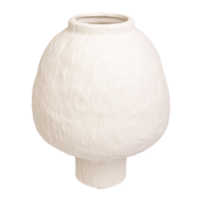 QUVIO Japandi vaas bolvormig keramiek - Gebroken wit - 21 cm