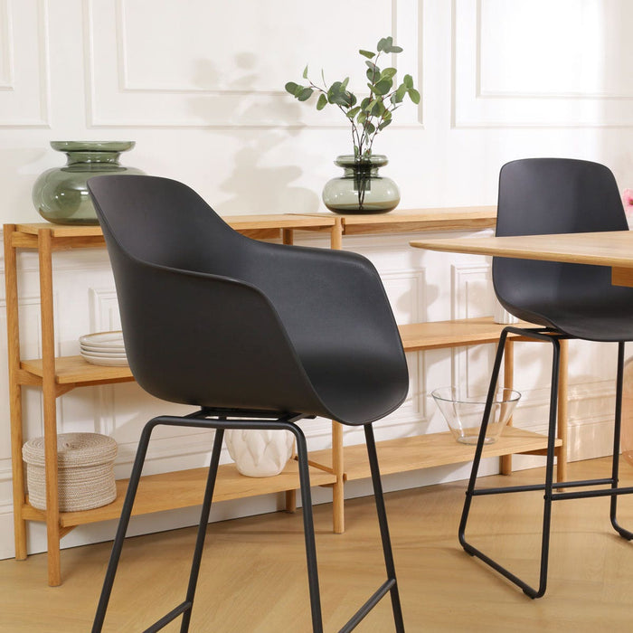 Nolon Nino-Puk Barkruk Zwart - Armleunining - Zwart Onderstel - 65 cm