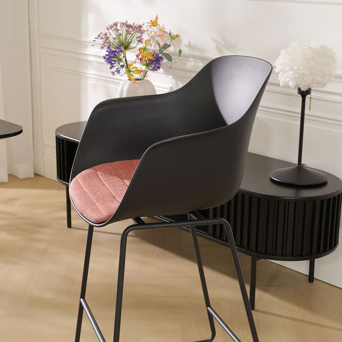 Nolon Nino-Liz Barkruk Zwart - Terracotta Kussen - Zwart Frame - 65 cm