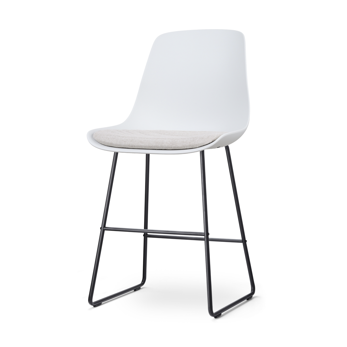 Nolon Nino-Liv Barkruk Wit - Beige Kussen - Zwart Frame - 65cm