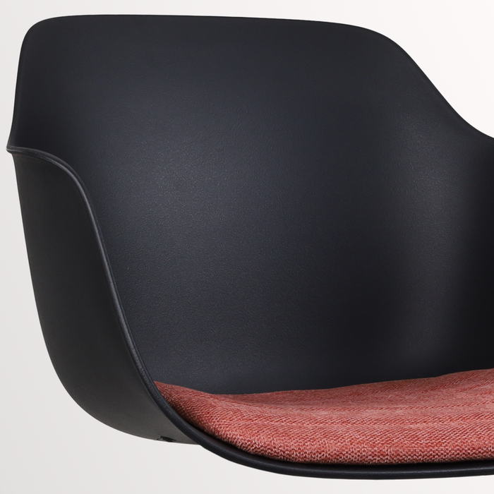 Nolon Nino-Liz Barkruk Zwart - Terracotta Kussen - Zwart Frame - 65 cm